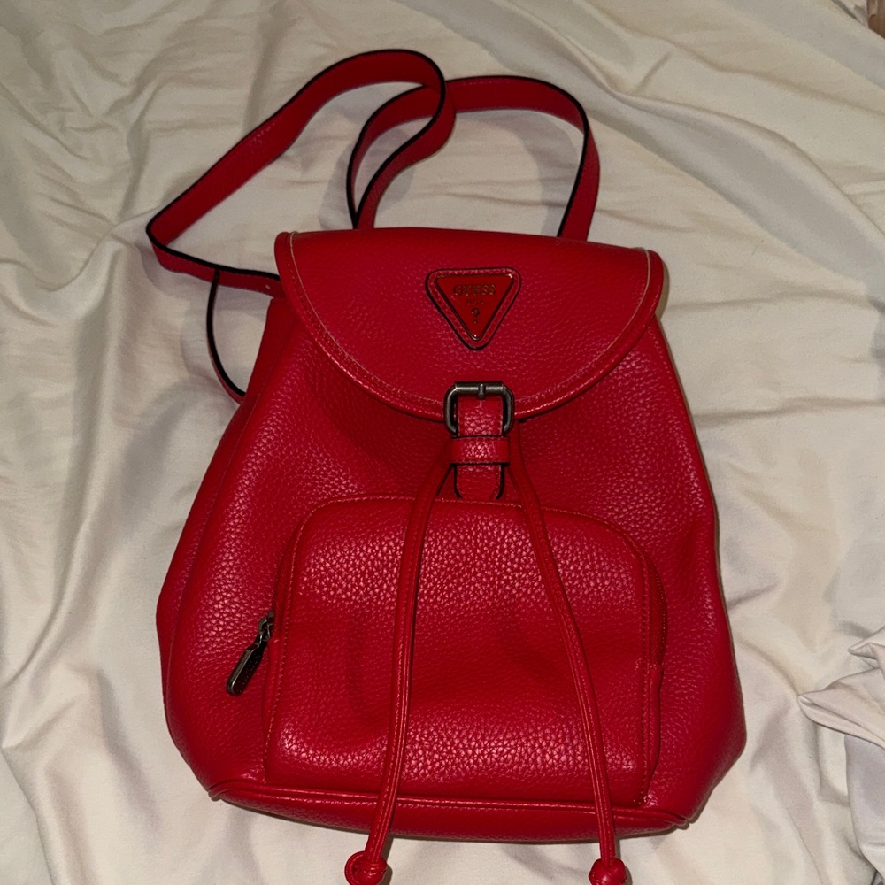 Guess Red Leather Backpack